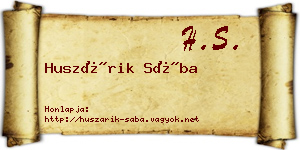 Huszárik Sába névjegykártya